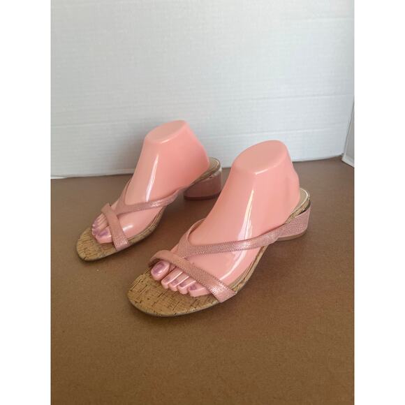 NWT Donald Pliner MIDA Rose Metallic Strappy Mule Block Heel Slip On Sandal 10M - Picture 1 of 10